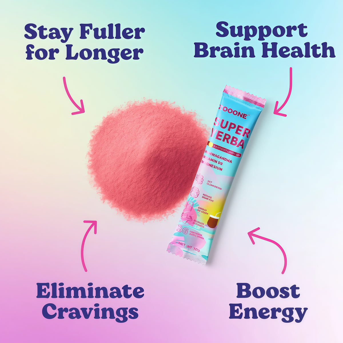 ZOOONE Super Yerba Mate tea Instant Powder 30 Packets- Raspberry Lemonade Flavor | Servings Clean Energy & Focus Boost Brain Fog Buster| Gut Support, Antioxidants