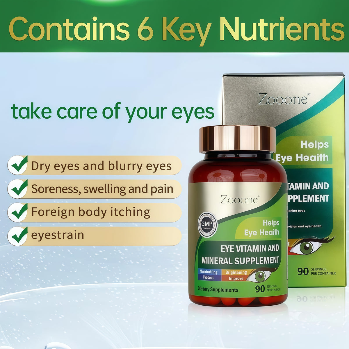 ZOOONE Lutein 180 mg with Zeaxanthin tosupport eye health, 90 tablets